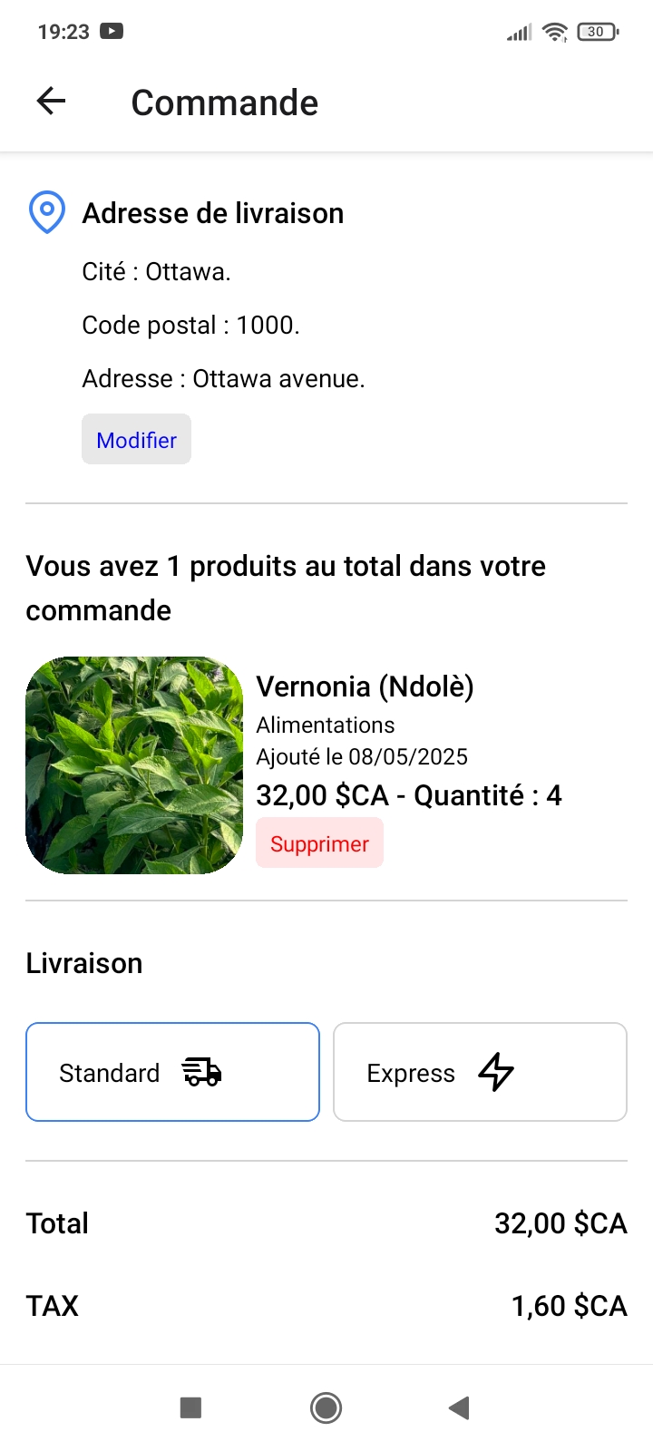 Aperçu de l'application
